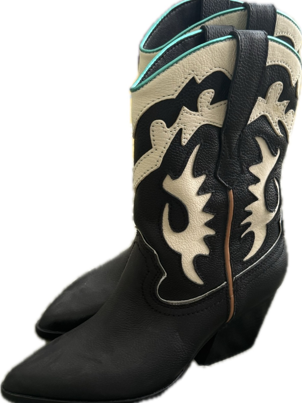 Dolce Vita Black and Cream Western Heeled Boots - Picture 2 of 4